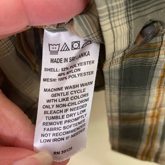 Filson Fishing Shirt Mens Small Twin Lakes Green Gold Plaid Lightweight Vented - Picture 11 of 11